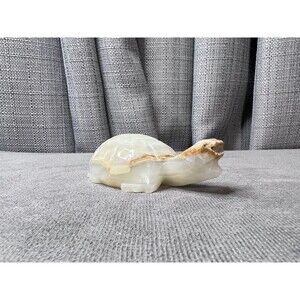 Onyx Alabaster Carved Marble Stone Turtle Figurine 6 Inch Paperweight